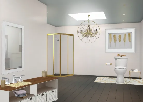 Rose-Gold themed bathroom  Design Rendering