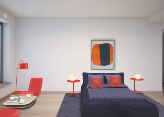 pop of colour bedroom Design Rendering