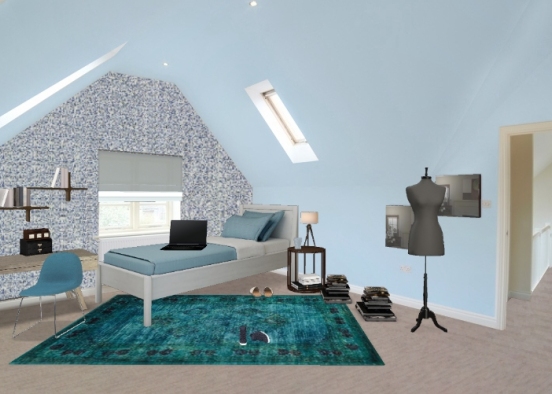 Modern one-person-bedroom Design Rendering
