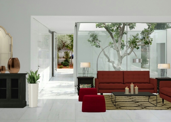 Red living room Design Rendering