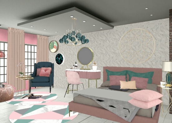 A pink dreamy bedroom Design Rendering