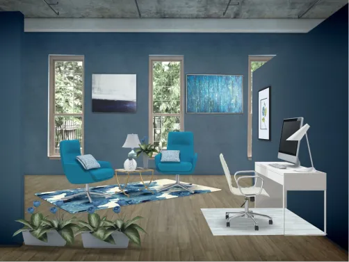 Blues and whites classic office