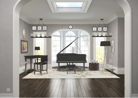 Piano and orchid Design Rendering