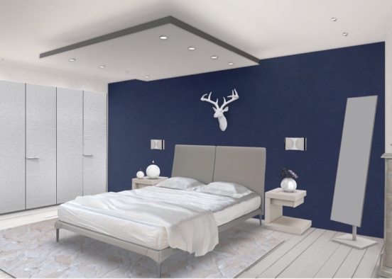 White contemporary bedroom  Design Rendering