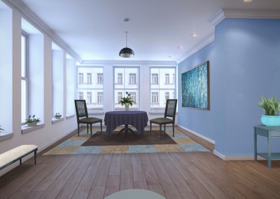 Blue Themed Dining Area Design Rendering