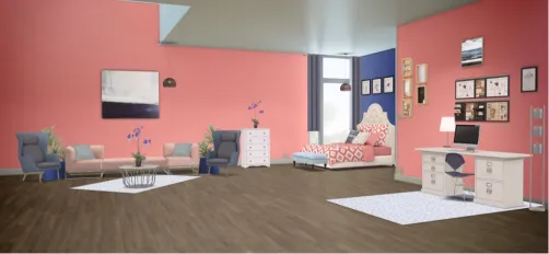 pink blue bed room 
