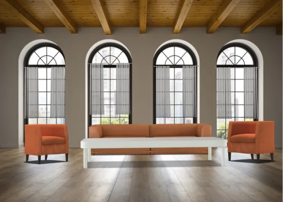 Orange living room  Design Rendering