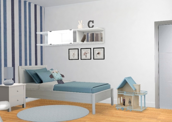 Girl room in blue Design Rendering