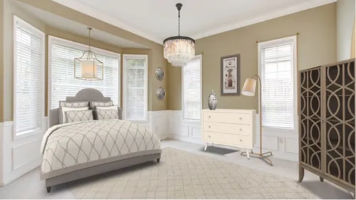 Olive and cream bedroom