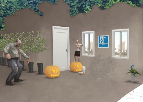 Creepy Halloween Doorway Design Rendering