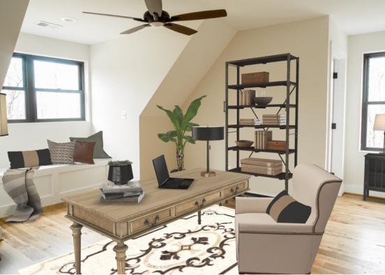 Transitional Home Office Design Rendering