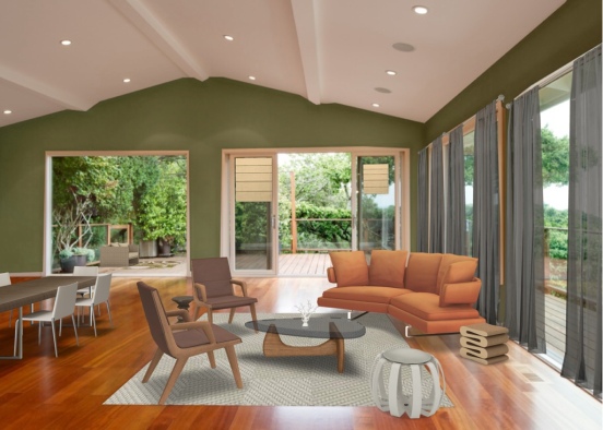 Woodsy living room Design Rendering
