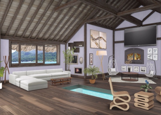 Living room simple Design Rendering