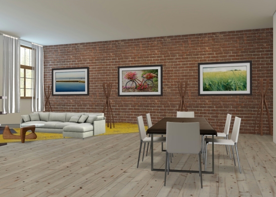 Living and dining Design Rendering