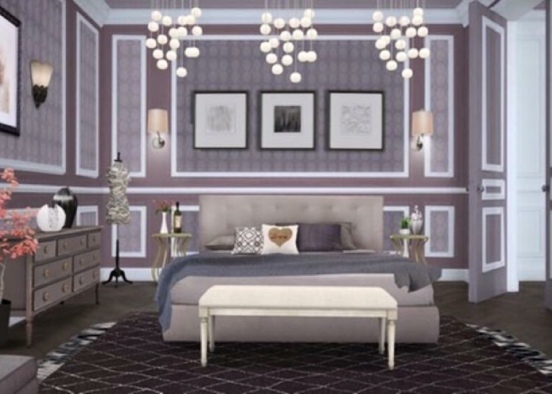 Monochromatic bedroom Design Rendering