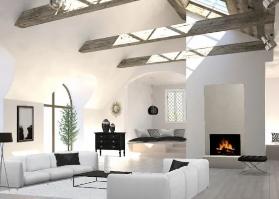 Minimalistic elegant living room Design Rendering