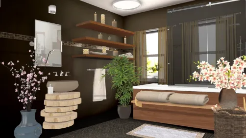 salle de bain marron 