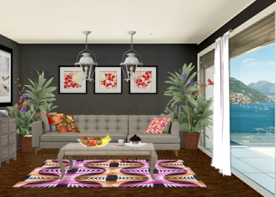 Tropical Living Room Design Rendering