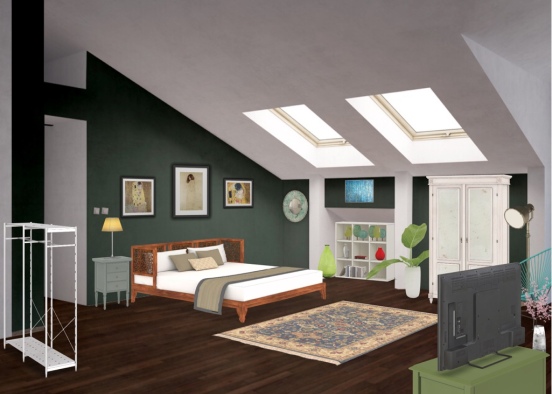 kinda green bedroom Design Rendering