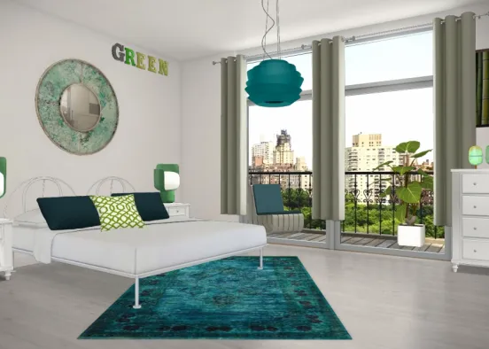Chambre bleue et verte 💙💚 Design Rendering