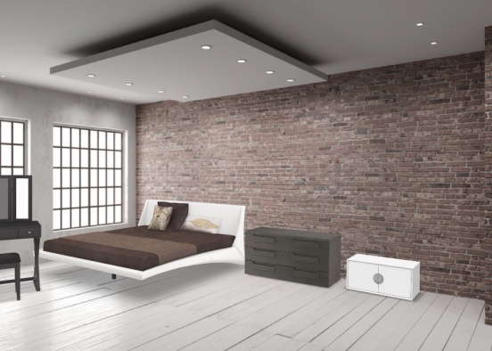 brick bed room  Design Rendering