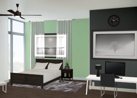 Sage Green Bedroom Design Rendering