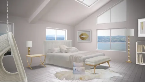 White and gold bedroom