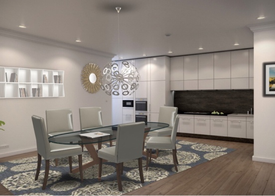 dining room and partial kitchen  Design Rendering
