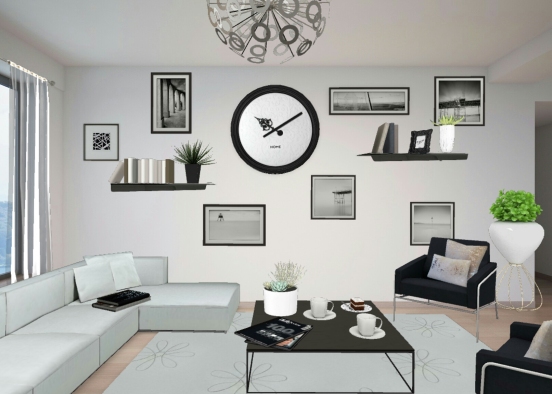 Living Room #black#white Design Rendering