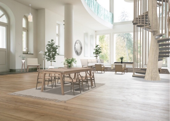 A simple and calm interior with nature inspired finish Design Rendering