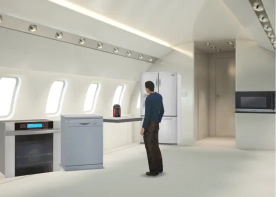 Private jet kitchen Design Rendering