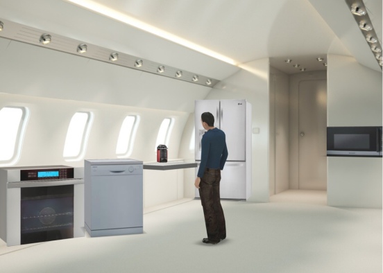 Private jet kitchen Design Rendering