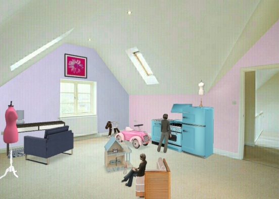 Star and sky playing in they new play room Design Rendering