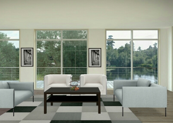 Simple Modern Living Room Design Rendering