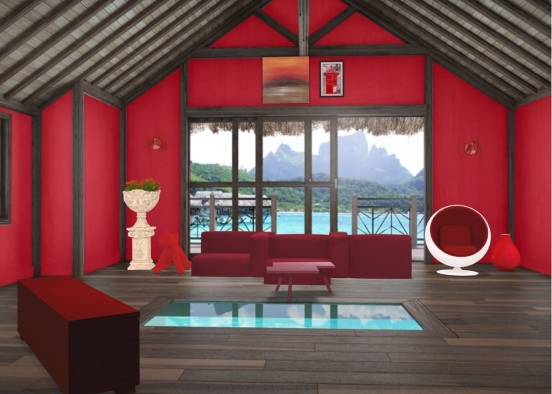 red living room 3 Design Rendering