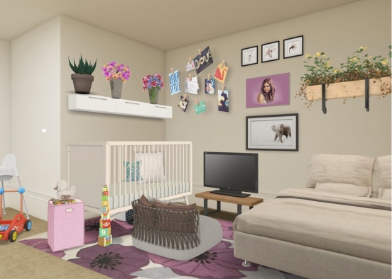 Studio Apartment mom and baby😘~🌅🌊 Design Rendering