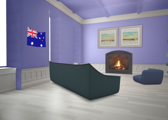 sala da lareira confortável  Design Rendering