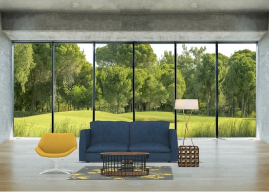 Blue and Yellow Living Room! Design Rendering