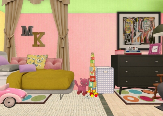 Girly Room for a toddler Design Rendering