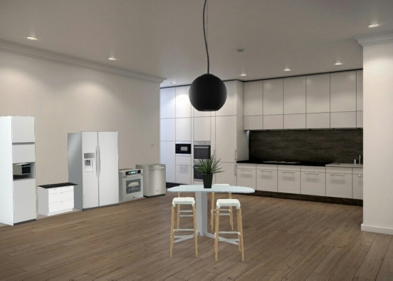 Cucina in bianco e nero Design Rendering