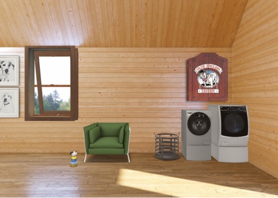 Laundry Room and Lounge Design Rendering