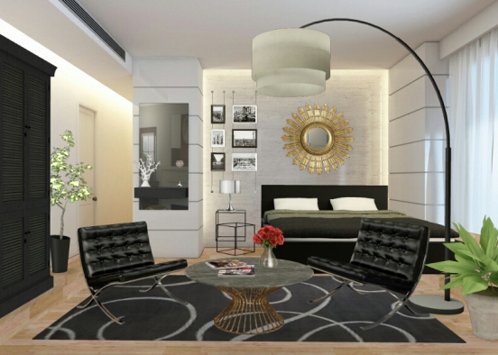 B&W Masters Bedroom Design Rendering