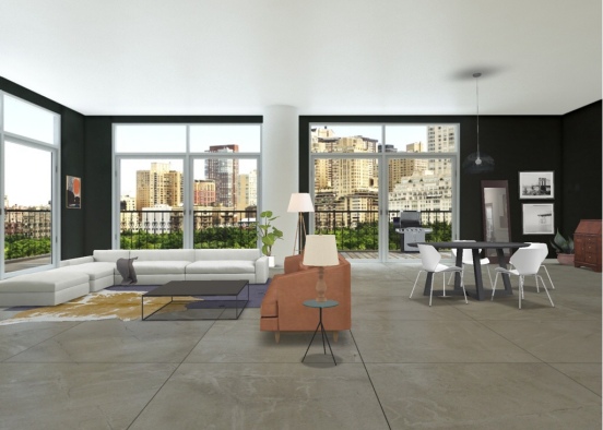 open concept penthouse Design Rendering