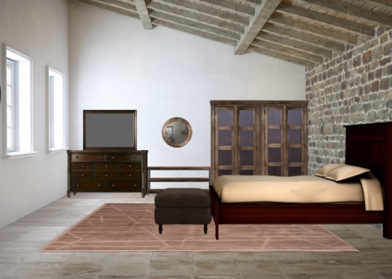 Bedroom/Vintage/Old/Brown Design Rendering
