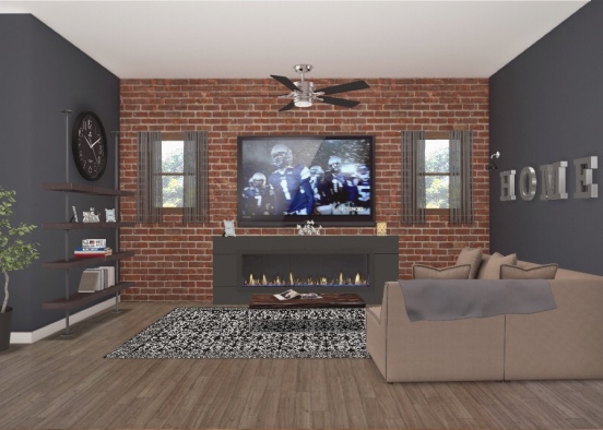 living room: dark Design Rendering