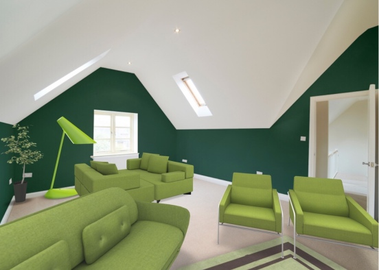 Solid Color Rooms — Room Three — Green Living Room Design Rendering