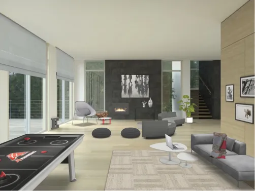 Vestibulo con asiento y zona de reunión 