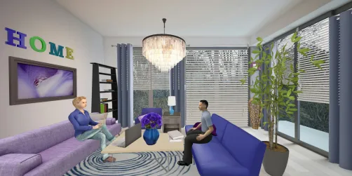 Purple and blue living room