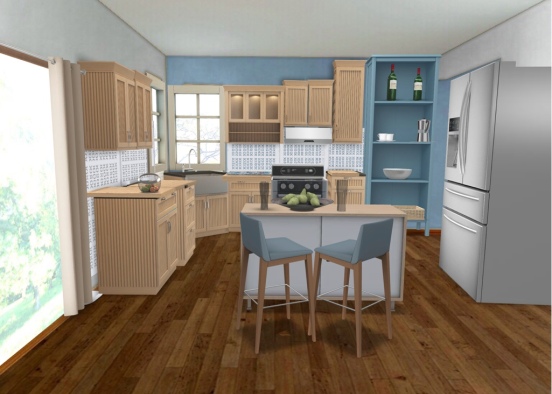 Oak Kitchen Design Rendering