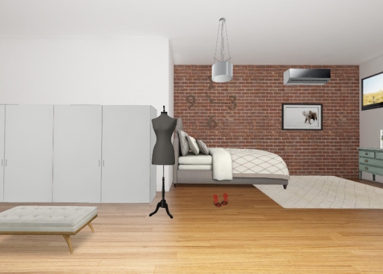 Dormitorio gris Design Rendering